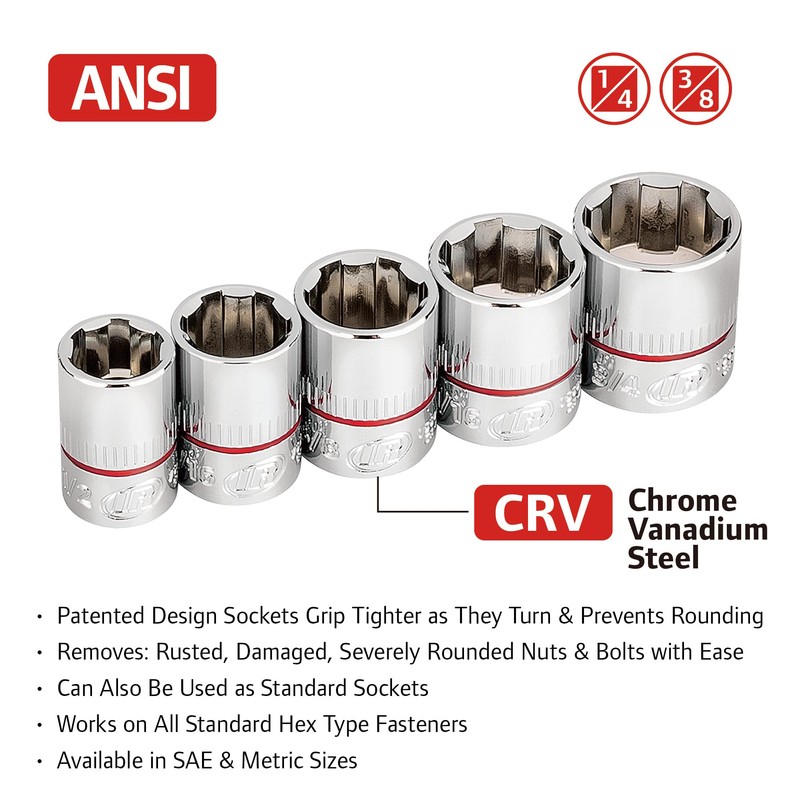 Ingersoll Rand 9 Piece Tech Solutions Metric Non-Slip Socket Set,