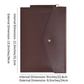 Wonderpool A4 Real Leather Multifunction Portfolio Envelope File Holder for Paper Document Stationery Organizer and Tablet Case PC Sleeve (Coffee)