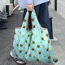 Formemory Eco Bag, Shopping Bag, Eco Bag, Foldable, Convenience Store, Registry, Eco Bag, Stylish, Shopping Bag, Handbag, Shoulder Bag, Large Capacity, Durable, Storage, Compact, Washed, bee