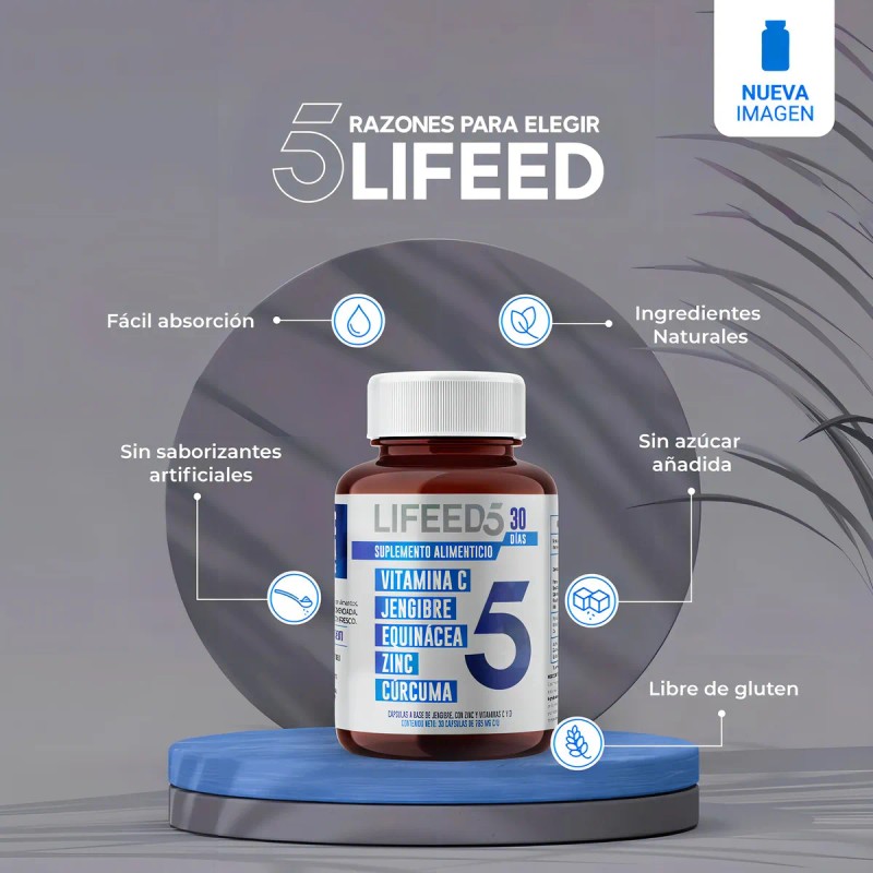 Suplemento Lifeed5 Inmune Vitaminas Minerales 30 Cápsulas Sabor Sin Sabor