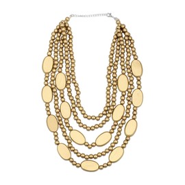 Florate Big Long Colorful Chunky Statement Wood Bead Necklace for Women African Vintage Ethnic Multi Layers Pendant Bib Bohemian Jewelry (NXR1450-gold)