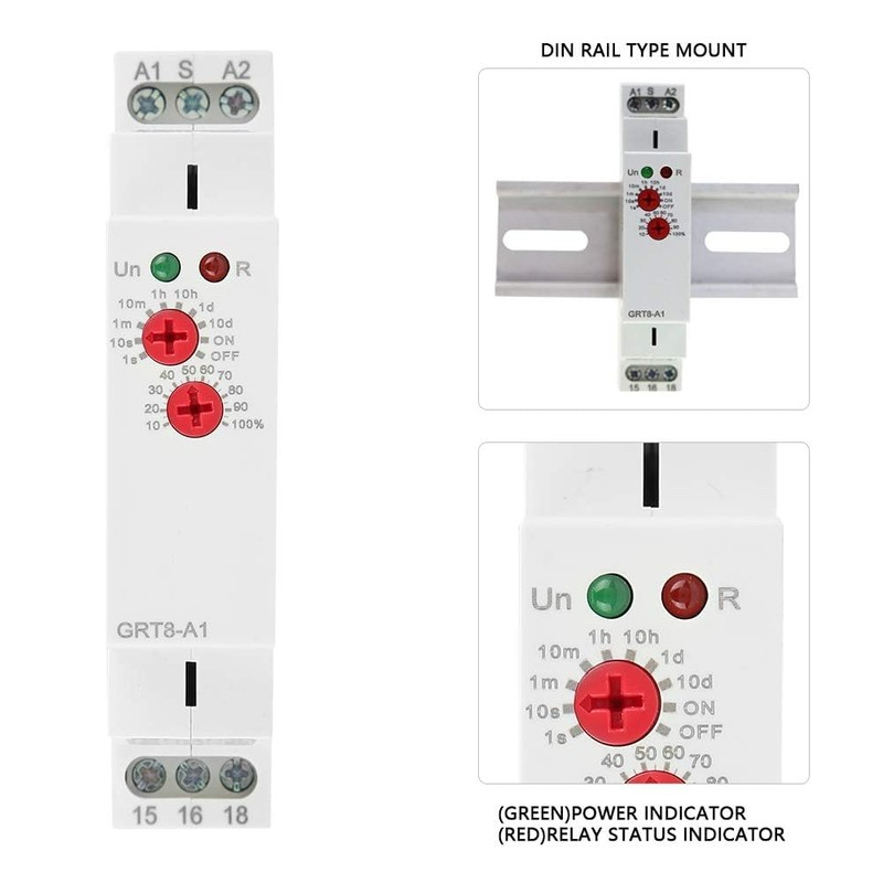 Multifunction Time Relay, 16A Delay ON Off GRT8-A1 AC DC