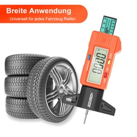 Digital Tyre Tread Depth Gauge, GODESON Tread Depth Gauge for Tires 0-25.4mm/inch Large LCD Display Tyre Pressure Gauge for Cars, Trucks, Motorcycles, Bikes