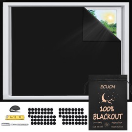 ECUCM Blackout Curtains, 78" x 57" Portable Travel Window Coverings Blackout Shades, 100% Room Darkening Black Shades for Baby Nursery Kids Bedroom Temporary Blinds