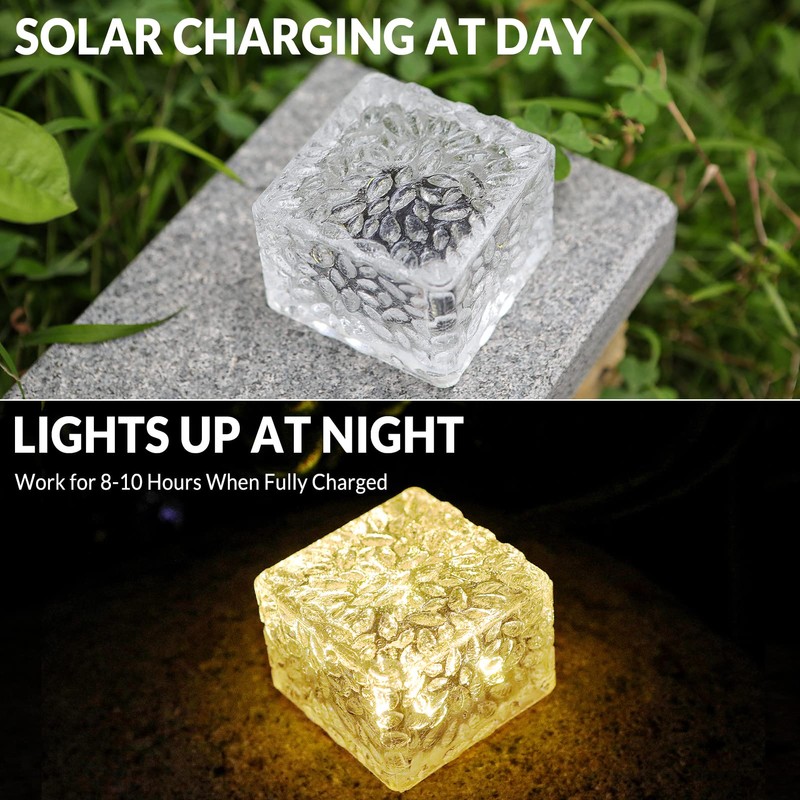 HOFLYW 6 Pack Solar Brick Lights Landscape Path Light Garden