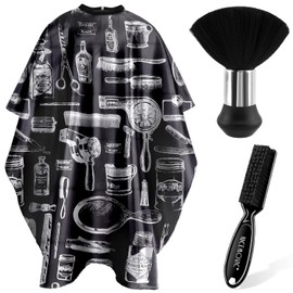 NICEMOVIC - Capa de peluquero para cortar el pelo con cepillo para polvo para el cuello y cepillo para polvo de peluquería, accesorios profesionales de peluquería suministros de limpieza para corte de