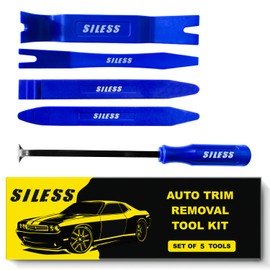 SILESS Auto Trim Removal Tool Set - 5 pcs - Auto Trim Tool Car Tools, Easy Door Panel Removal Tool, Fastener Removal, Clip, Molding, Dashboards, Interior Trim Tools (No Scratch Plastic Pry Tool Kit)