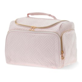GLIDESMOOTH Makeup Bag, Large Travel Cosmetic Bag with Handle, Spacious Toiletry Bag, Portable Organizer for Makeup Accessories & Personal Care Items, Light Pink