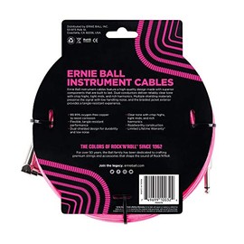 Ernie Ball - Cable trenzado para instrumentos, recto/acodado, 3 m, color rosa neón