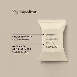 Loved01 Face & Body Salicylic Acid Cleansing Wipes, John Legend Skincare, Oil & Fragrance-Free, No-Rinse, Suitable for Blemish-Prone Skin, 24 wipes