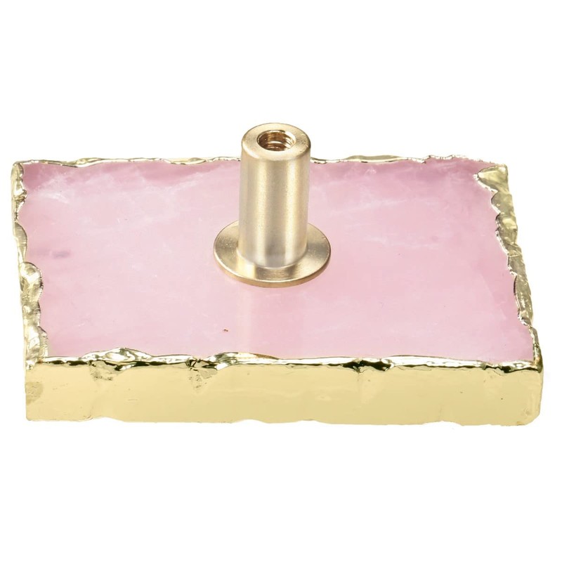 mookaitedecor Set of 4 Natural Rose Quartz Drawer Knobs with