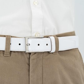 LINDENMANN Men's Leather Belt, 35 mm Wide, Belt, Men's Full Leather Belt, White, Size/Size: 125, Colour/Colour: White, White