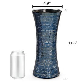 Cididu Mosaic Flower Vase, 11.6 inch Glass Black Vases for Centerpieces, Handmade Modern Decorative Tall Vase, Glitter Mosaic Vases for Home Decor Wedding Flower Arrangeme Birthday