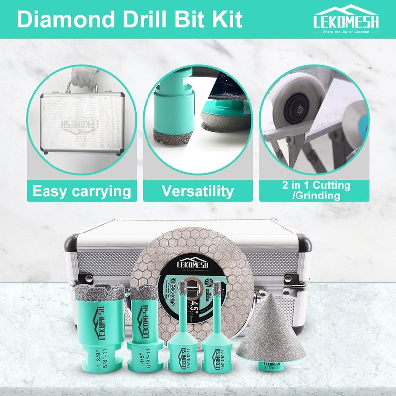 LEKOMESH Tile Hole Saw Kit for Porcelain Tile - (6/6/20/35+50mm