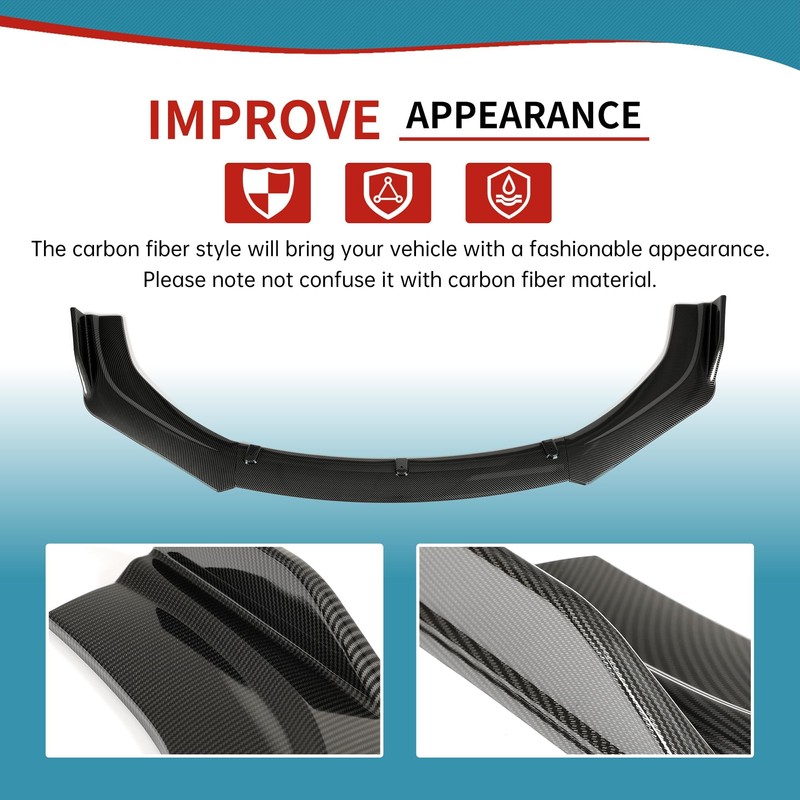 Kojem 3Pcs Front Bumper Lip Compatible with 2016-2021 Honda Civic