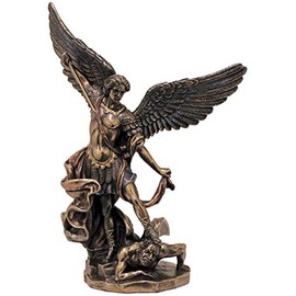 Hand-Painted 10" St. Michael Statue in Cold-Cast Bronze