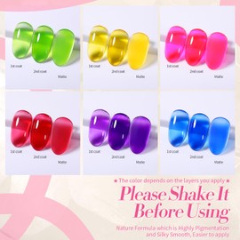 BORN PRETTY Gel Nails, Color Gel, Transparent, 6 Color Set, Gel Nail Set, Gel Nails, Sheer Color, For Beginners, Sheer Color Gel Nails, Spring and Summer Colors, 0.2 fl oz (7 ml) Bottle