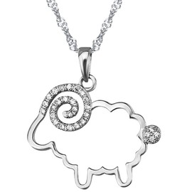Unendlich U Infinite U 925 Sterling Silver Cubic Zirconia Little Sheep Pendant Necklace for Women/Girls