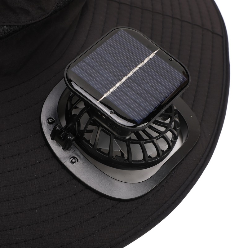 Solar Fan Hat Large Brim Quick Dry Breathable 3 Speeds