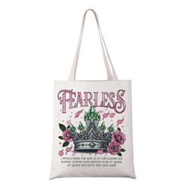 UJIMS Powerless Inspired Gifts Fearless Book Lover Tote Bag Romantasy Reading Lovers Merch for Bookish (FearlessBooBag)