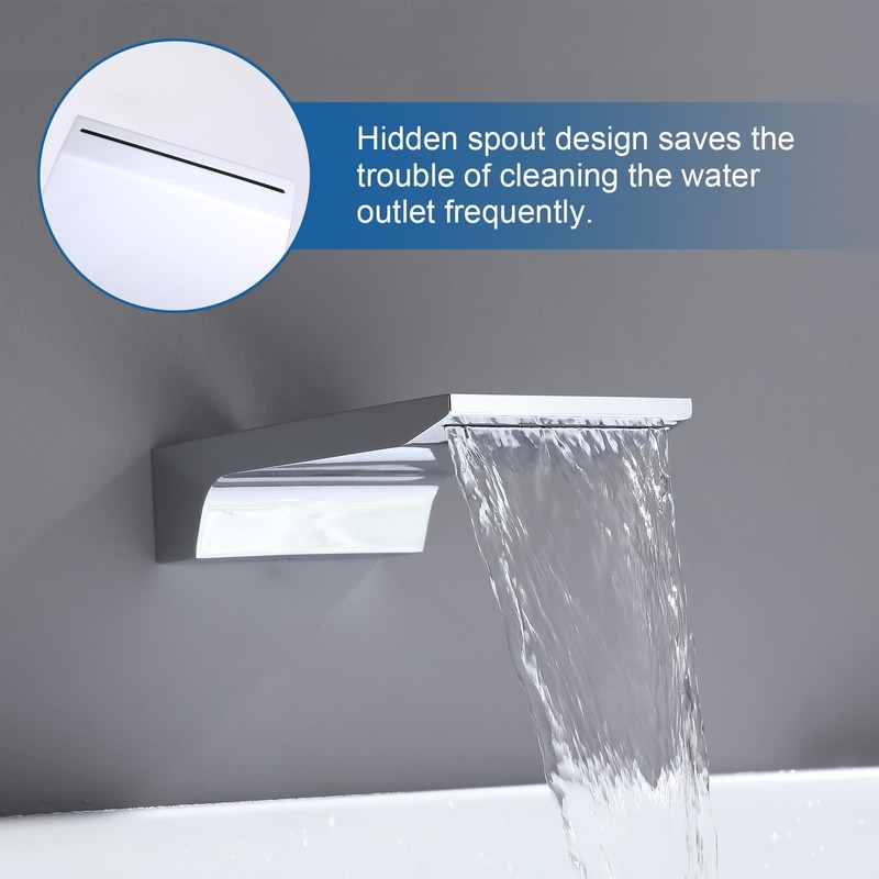 High Flow Waterfall Spout - Durable Polished Chrome Waterfall Tub