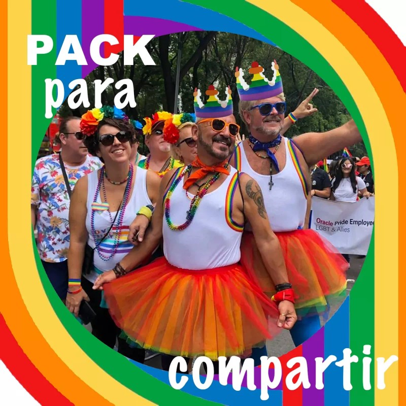 Farvisan 4 Pack Coronas, Pulseras Y Gis Cara Gay Pride