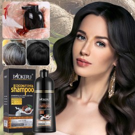 Roivikis MOKERU Coconut Oil Black Hair Dye Shampoo 3 in 1 for Gray Coverage Color Shampoo for Women Men Semi-Permanent