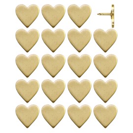 Big Gold Heart Push Pins - Large Gold Metal Heart Map Pins - Set of 20