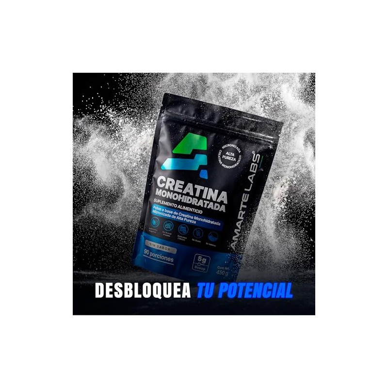 Creatina Monohidratada Micronizada 450g 90 Porciones Sin Sabor Amarte Labs