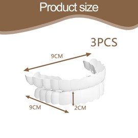 3 Pcs Clip in Veneers Teeth, Clip On Veneers Top and Bottom for Men and Women Confident Smile