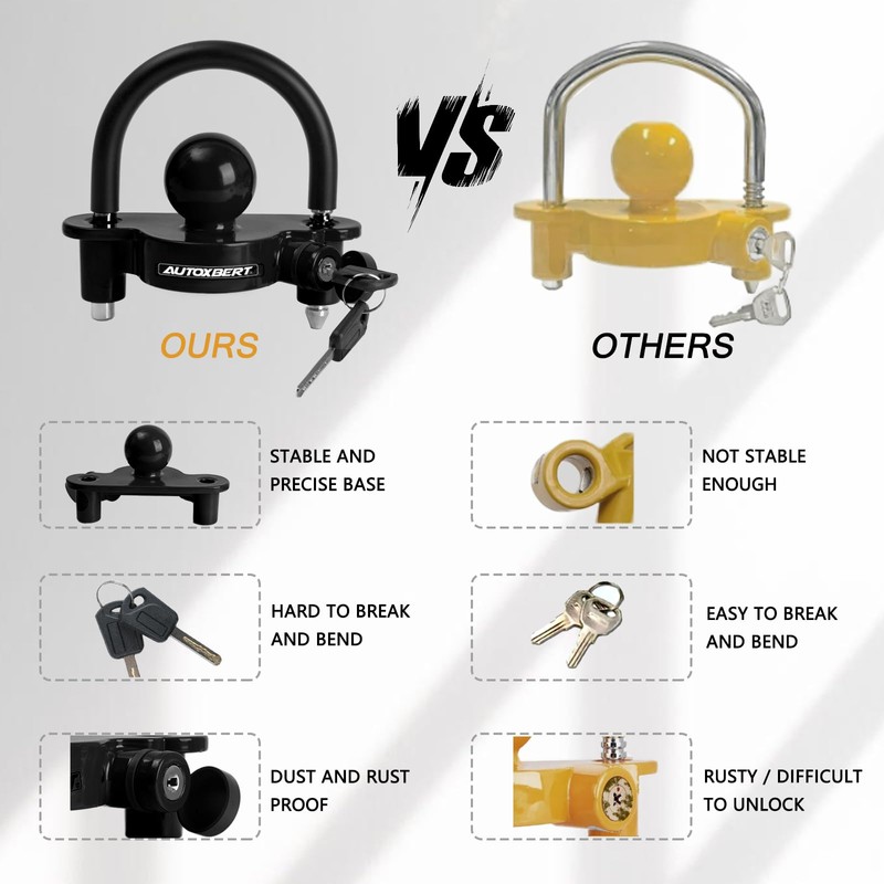 AUTOXBERT Universal Coupler Lock Trailer Locks Ball Hitch Trailer Hitch