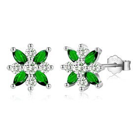 MASOP Stud Earrings Cross Zirconia Gold Silver Earrings Cross with AAA Zirconia Clover 9 mm Women Men Girls, Cubic Zirconia