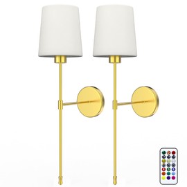 Battery Operated Wall Sconces - Set of 2 Wall Decor Lights Rechargeable Wireless - Cordless lighting Lamps for Bedroom, Living Room,Indoor - 8000mAh Powerd Magnetic Plug-In LED - Mount Fixtures Gold