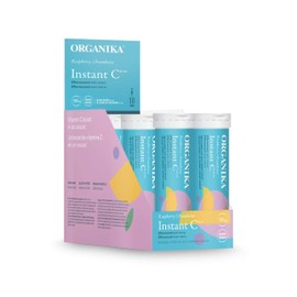 Organika Organika Instant-C Effervescent- Raspberry, 1000mg Vitamin C, Immune Support Tablets, 8 Tubes x 10 Tablets
