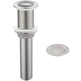 Brushed Nickel Bathroom Sink Drain - Drain Opening 1 5/8" - Push Pop Up Drain Assembly Without Overflow by Yodel Faucet - Included Detachable Hair Catcher Strainer Basket