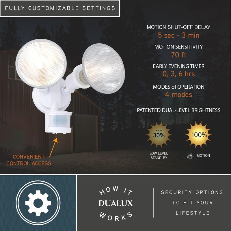 VAXCEL White Motion Sensor Dusk to Dawn Outdoor Security Flood