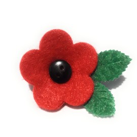 Handmade Red Felt Poppy Brooch Badge Pin with Cute Black Button. Felt Flower Pin. 4 x 3 cm.