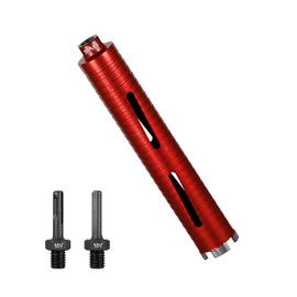 SALI Diamond Core Drill Bits 1 3/4" Diameter 10"/254mm Drilling Depth 5/8-11" Thread Core Bit Turbo Laser-Welded Segments for Cured Concrete with Rebar Brick Block Masonry Stone with Two Adapters（Red）