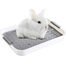 Rabbit Toilet, Small Animal Cat Litter Tray, Pet Toilet, Square Potty for Pets, Rabbit Cage Toilet, Potty Trainer for Rabbits, Chinchilla Hamsters, White (White, 37 x 24 x 4.8 cm)