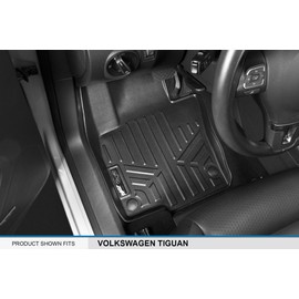 SMARTLINER Custom Fit Floor Mats 2 Row Liner Set Black for 2009-2017 Volkswagen Tiguan / 2018 Tiguan Limited