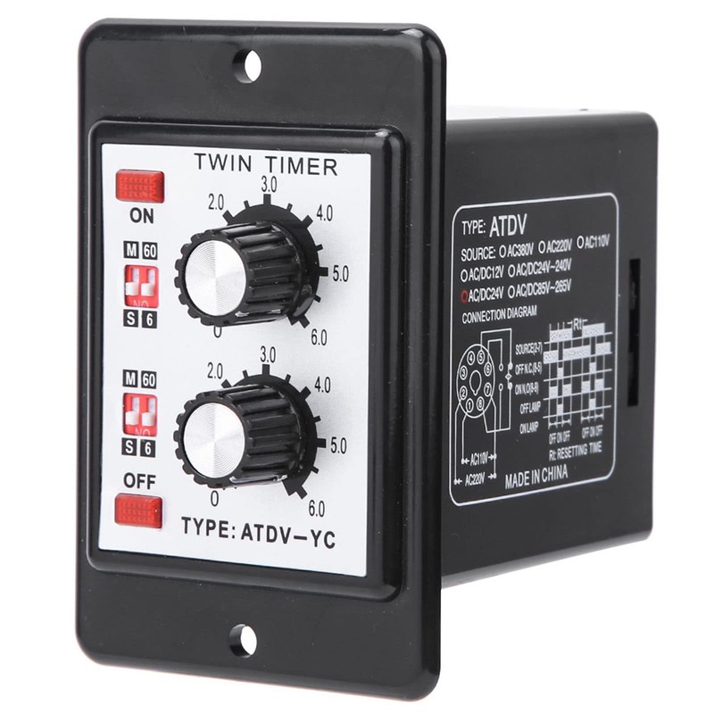 On Off Twin Timer Relay Knob Control Time Switch ATDV-YC