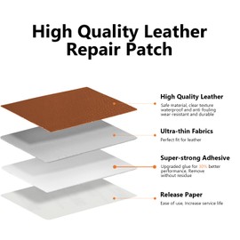 OcePor Self Adhesive Leather Repair Patch, 17 x 160 inch Leather Repair Tape, Leather Patches for Furniture, Vinyl Leather Repair Kit for Couches, Boat Seats, Furniture, Cars(Light Brown)