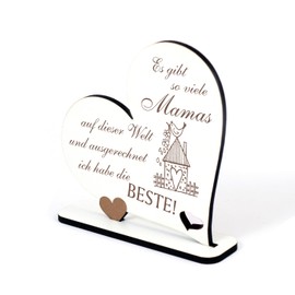 Decorative Stand Heart Saying "Beste Mama der Welt" Sign 15 x 14 cm