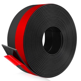 Weather Stripping Flexible Silicone Door Seal Strip Self Adhesive Door Draft Stopper Shower Door Bottom Seal Side Gaps of Door and Windows (Black, 2 Inch Wide x 10 Feet Long)
