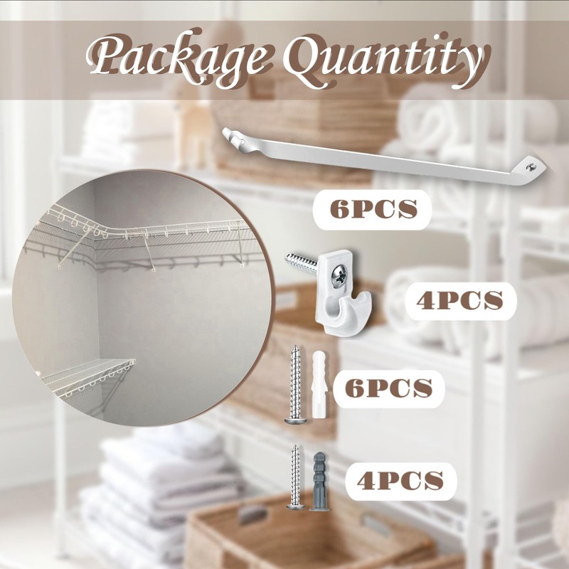 Ojeemii 6PCS 12 Inch Wire Shelf Brackets, Heavy Duty Wire