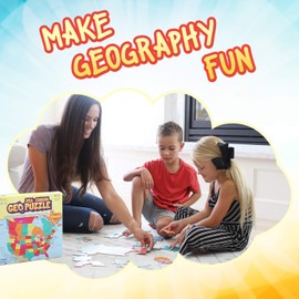 GeoToys — GeoPuzzle USA and Canada — Educational Kid Toys for Boys and Girls, 69 Piece Geography Jigsaw Puzzle, Jumbo Size Kids Puzzle — Ages 4 and up