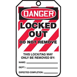 Accuform Lockout Tags, Pack of 5, Danger Locked Out Do Not Remove, US Made OSHA Compliant Tags, Tear & Water Resistant PF-Cardstock, 5.75"x 3.25", MLT418CTM