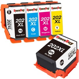 HenceBuy 202 XL Printer Cartridges Compatible with Epson 202 202XL Cartridges Multipack for Expression Premium XP-6100 XP-6105 XP-6000 XP-6005 XP6100 XP6105 XP6000 (Black Photo Black Cyan Magenta