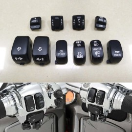 Unbranded 10x Black Hand Control Switch Buttons Caps For Harley Touring Electra Road Glide