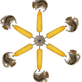 Windmill Squirrel Feeder for Outside, Squirrel Toys, JZDF Squirrel Spinner Feeder,Corn Cobs for Squirrels, Easy to Fill Corn Cob, Pinecone Chipmunk Feeder